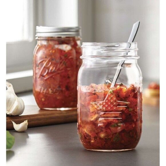 Mason Jars Stars and Stripes Keepsake Glass Regular Mouth 16-oz 4-pc Storage NEW - Picture 2 of 4